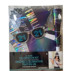 Amscan 21st‎ Birthday Finally Legal 6 Piece Celebration Kit Purple Iridescent